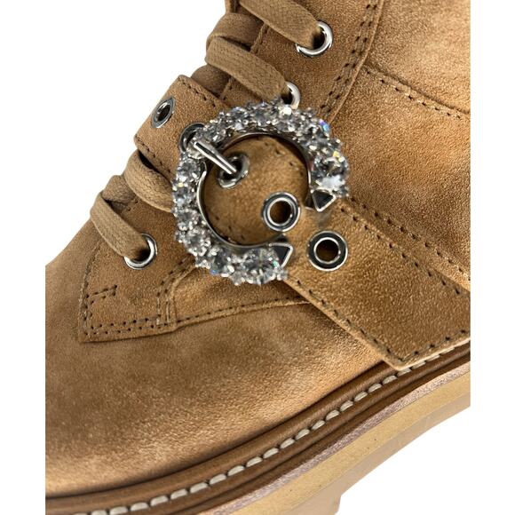 Jimmy Choo Cora Suede Tan Combat Moto Boots - Picture 8 of 16